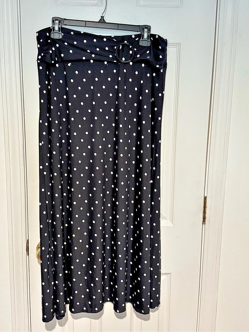 Vintage Robert Louis Polka Dot Maxi Skirt in Black & White XL